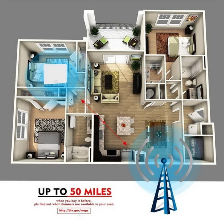 هوائي HDTV داخلي 5dBi/25dBi مع ملصق على الجانبين، VHF170-230/UHF470-862MHz، AN-1001