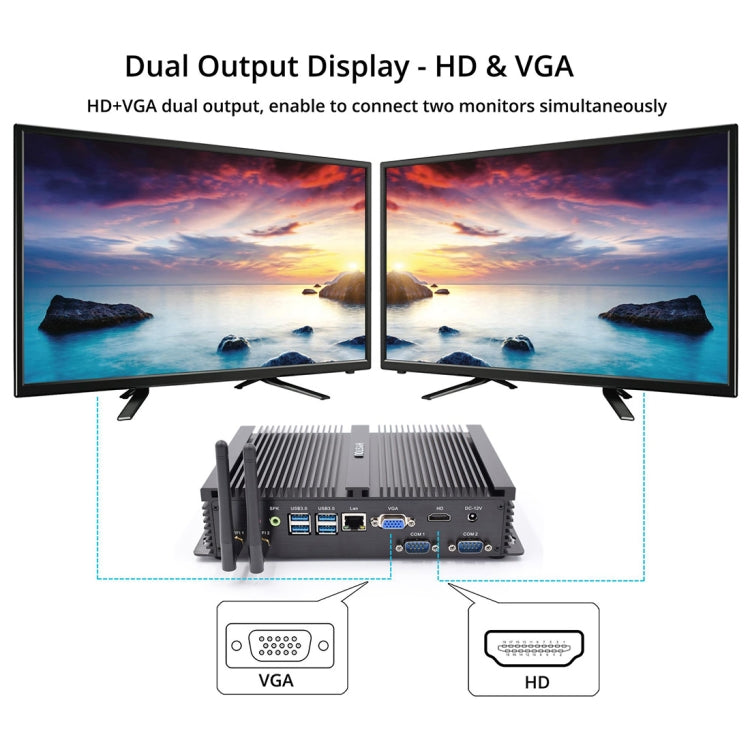 HYSTOU FMP04 i5 7200U Mini PC, Intel Core i5 7200U Processor Dual Core up to 3.1GHz, RAM: 4GB, ROM: 128GB, Support Windows 7 / 8 / 10 / Linux OS, 4GB+128GB