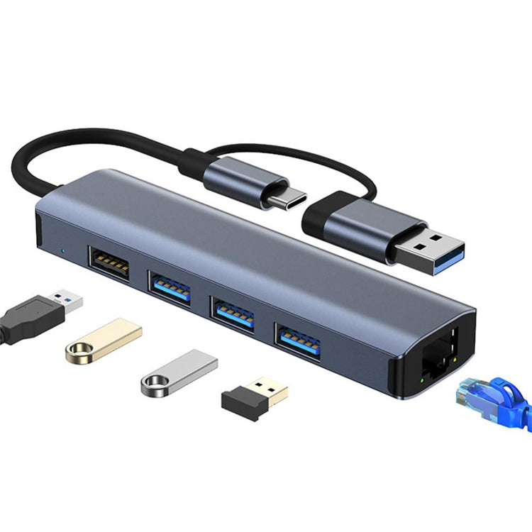 محطة إرساء متعددة الوظائف BYL-2208TU 5 في 2 USB + USB-C / Type-C إلى USB، BYL-2208
