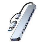 محطة إرساء متعددة الوظائف BYL-2218TU 8 في 1 USB + USB-C / Type-C إلى USB، BYL-2218TU