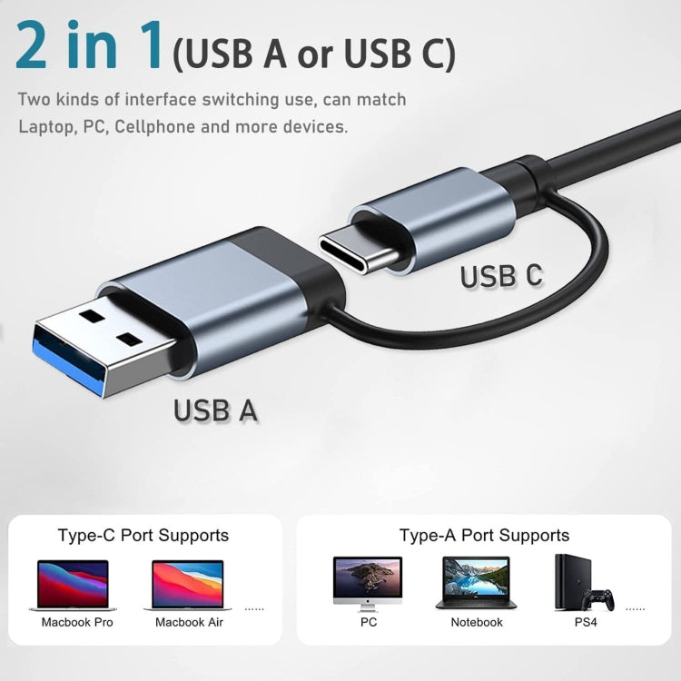 محطة إرساء متعددة الوظائف BYL-2218TU 8 في 1 USB + USB-C / Type-C إلى USB، BYL-2218TU