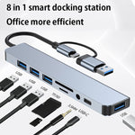 محطة إرساء متعددة الوظائف BYL-2218TU 8 في 1 USB + USB-C / Type-C إلى USB، BYL-2218TU