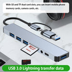 محطة إرساء متعددة الوظائف BYL-2218TU 8 في 1 USB + USB-C / Type-C إلى USB، BYL-2218TU