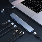 محطة إرساء متعددة الوظائف BYL-2218TU 8 في 1 USB + USB-C / Type-C إلى USB، BYL-2218TU