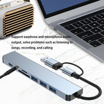 محطة إرساء متعددة الوظائف BYL-2218TU 8 في 1 USB + USB-C / Type-C إلى USB، BYL-2218TU