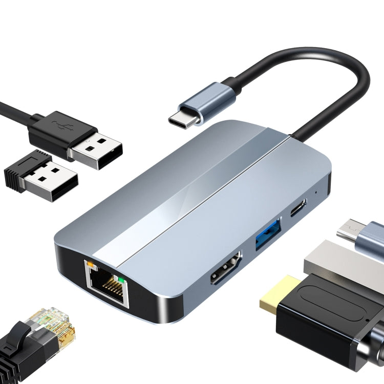 محطة إرساء متعددة الوظائف 6 في 1 USB-C / Type-C إلى USB، محول BYL-2203