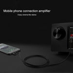 REXLIS 3635 كابل صوت مطلي بالذهب 3.5 مم ذكر إلى RCA مزدوج ذكر مضفر من القطن الأسود لمكبر صوت نشط بواجهة إدخال RCA، الطول: 1.8 م