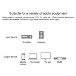 REXLIS 3635 كابل صوت مطلي بالذهب 3.5 مم ذكر إلى RCA مزدوج ذكر مضفر من القطن الأسود لمكبر صوت نشط بواجهة إدخال RCA، الطول: 1.8 م