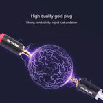 REXLIS 3635 كابل صوت مطلي بالذهب 3.5 مم ذكر إلى RCA مزدوج ذكر مضفر من القطن الأسود لمكبر صوت نشط بواجهة إدخال RCA، الطول: 1.8 م