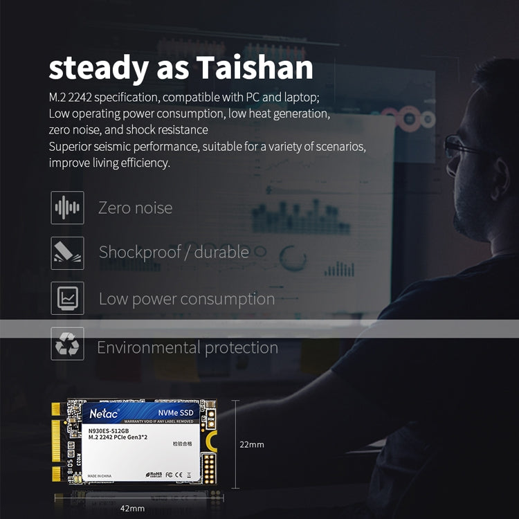 Netac N930ES 512GB M.2 2242 PCIe Gen3x2 Solid State Drive, 512GB