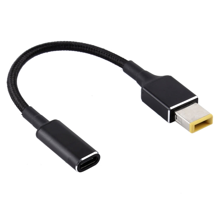 كابل محول PD 100W 18.5-20V بمقبس مربع إلى USB-C / Type-C مضفر من النايلون للابتوب لينوفو