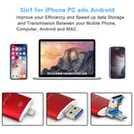Richwell 3 in 1 128G Type-C + 8 Pin + USB 3.0 Metal Double Cover Push-pull Flash Disk with OTG Function
