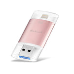 ذاكرة فلاش Richwell 3 في 1 بسعة 64 جيجابايت Type-C + 8 دبابيس + USB 3.0 مع غطاء معدني مزدوج ودفع وسحب مع وظيفة OTG