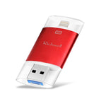 ذاكرة فلاش Richwell 3 في 1 بسعة 64 جيجابايت Type-C + 8 دبابيس + USB 3.0 مع غطاء معدني مزدوج ودفع وسحب مع وظيفة OTG