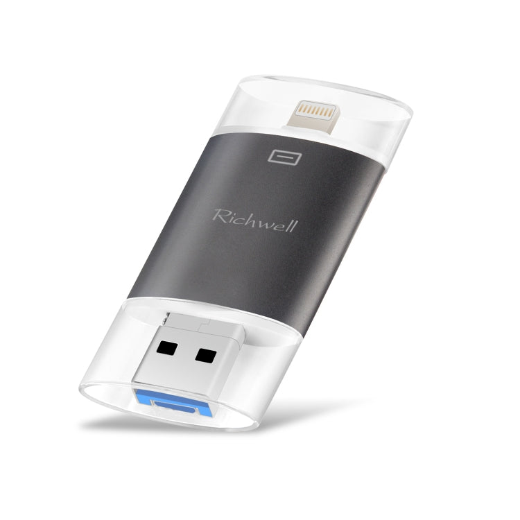 ذاكرة فلاش Richwell 3 في 1 بسعة 32 جيجابايت Type-C + 8 دبابيس + USB 3.0 مع غطاء معدني مزدوج ودفع وسحب مع وظيفة OTG