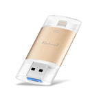 ذاكرة فلاش Richwell 3 في 1 بسعة 32 جيجابايت Type-C + 8 دبابيس + USB 3.0 مع غطاء معدني مزدوج ودفع وسحب مع وظيفة OTG
