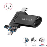 ريتشويل 3 في 1 فلاش ديسك معدني 16 جيجابايت Type-C + Micro USB + USB 3.0 مع وظيفة OTG