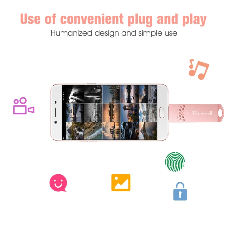 ريتشويل 3 في 1 فلاش ديسك معدني 16 جيجابايت Type-C + Micro USB + USB 3.0 مع وظيفة OTG