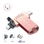 ريتشويل 3 في 1 فلاش ديسك معدني 16 جيجابايت Type-C + Micro USB + USB 3.0 مع وظيفة OTG