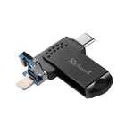 ريتشويل فلاش ديسك معدني 128 جيجابايت Type-C + 8 Pin + USB 3.0 مع وظيفة OTG