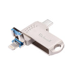 ريتشويل فلاش ديسك معدني 128 جيجابايت Type-C + 8 Pin + USB 3.0 مع وظيفة OTG
