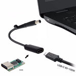 كابل شاحن محول طاقة DP USB-C / Type-C إلى 7.4 × 0.6 مم لأجهزة HP، 2.4 × 0.6 مم