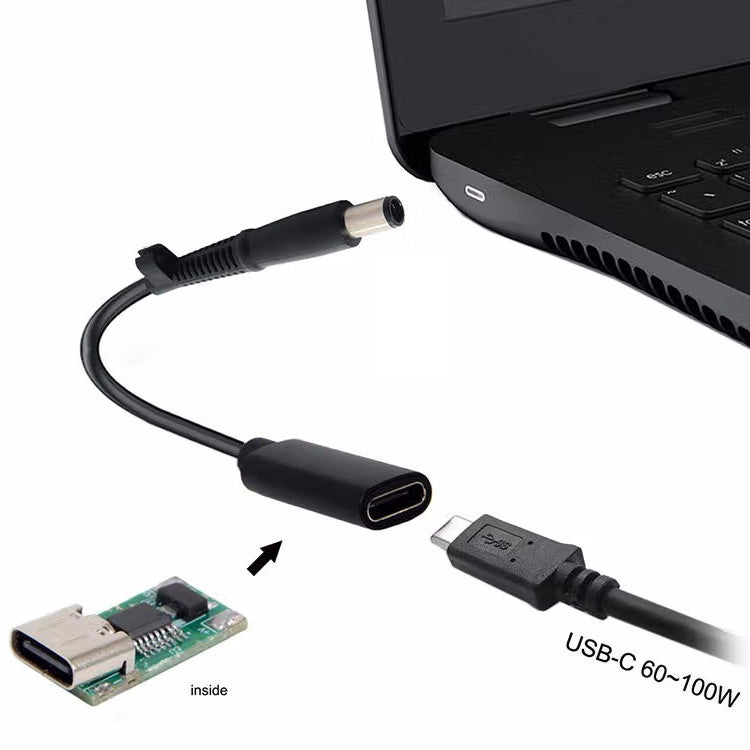 كابل شاحن محول طاقة DP USB-C / Type-C إلى 7.4 × 0.6 مم لأجهزة HP، 2.4 × 0.6 مم