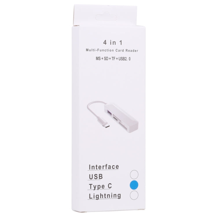 قارئ بطاقات متعدد الوظائف 4 في 1 MS + SD + TF + USB2.0 لأجهزة Type-C، Type-C