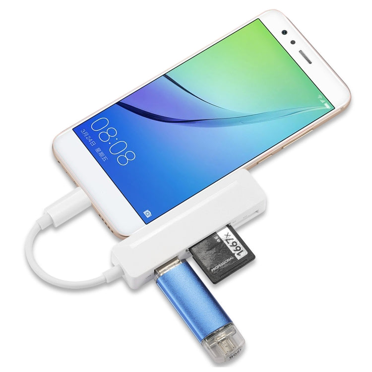 قارئ بطاقات متعدد الوظائف 4 في 1 MS + SD + TF + USB2.0 لأجهزة Type-C، Type-C