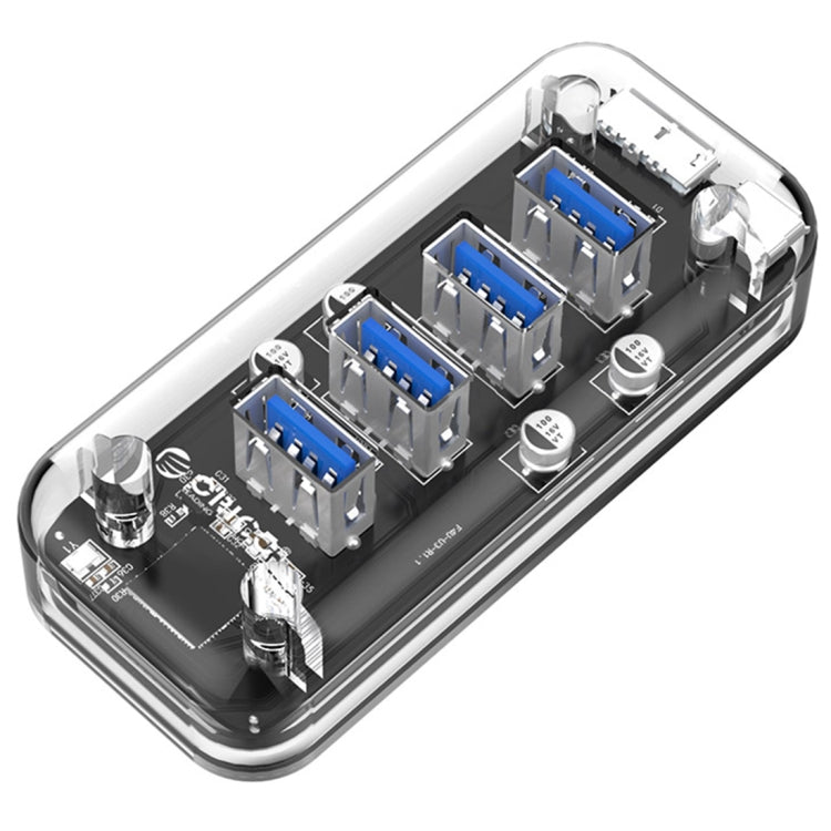 موزع ORICO F4U مع 4 منافذ USB 3.0 بسرعة نقل 5Gbps مع ضوء مؤشر LED أزرق، 4 منافذ
