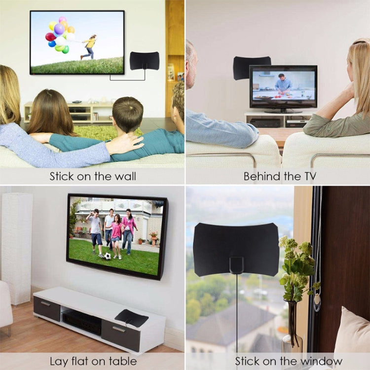 هوائي تلفاز رقمي HDTV داخلي عالي الكسب 25dBi بمدى 50 ميل مع كابل محوري 3 متر، 50 ميل 25dBi أسود