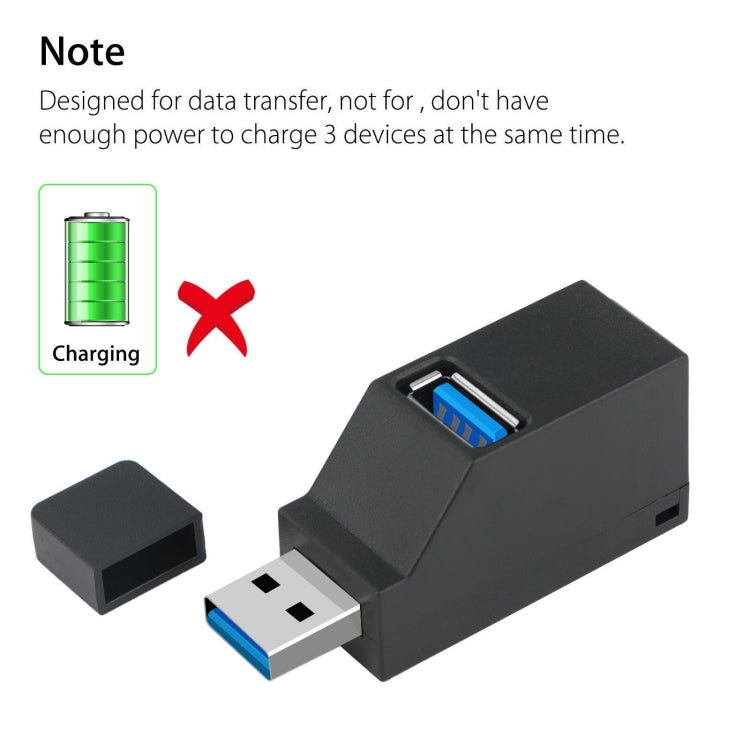 موزع USB صغير محمول مع 2 منفذ USB 2.0 ومنفذ USB 3.0 مع حبل معصم، USB 3.0