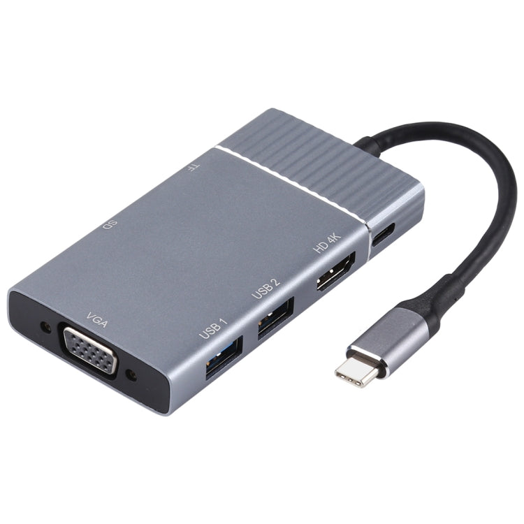 محطة إرساء USB-C متعددة الوظائف 7 في 1 مزدوج USB 3.0 + TF/SD + HDMI/VGA + جاك 3.5 مم + Type-C / USB-C، 2xUSB3.0+TF/SD+HDMI/VGA+3.5 مم