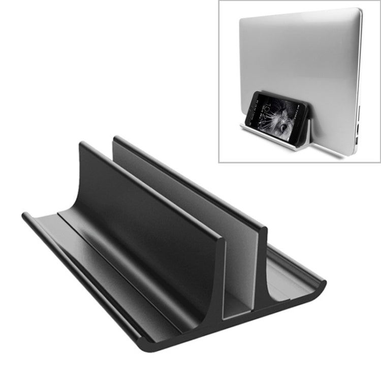 Universal Portable Aluminum Alloy Single Slot Width Adjustable Laptop Vertical Radiating Storage Stand Base, Single Slot Black