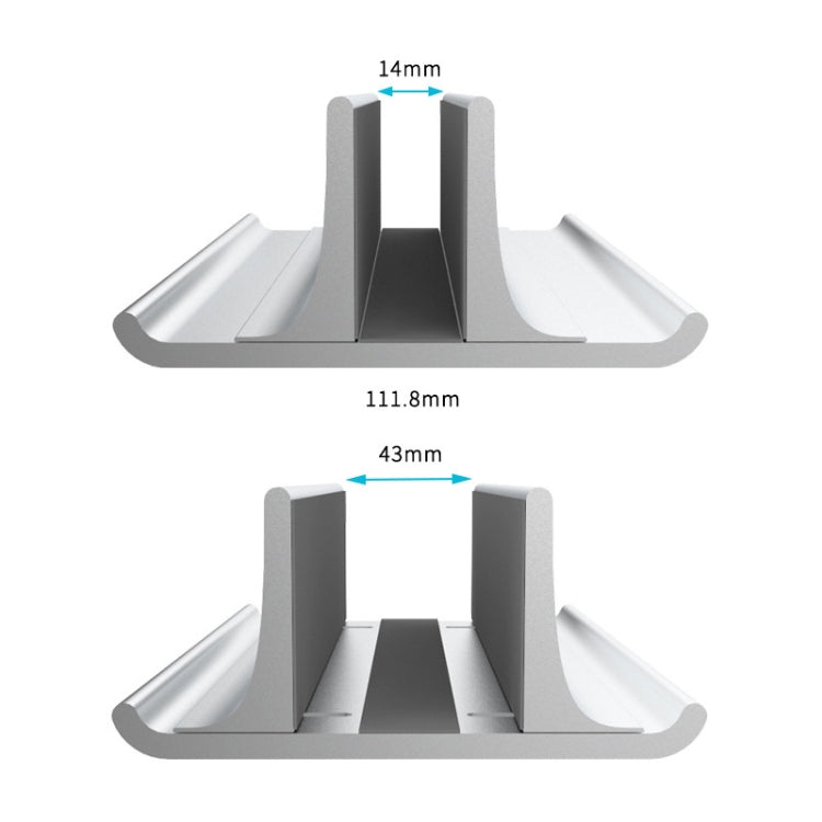 Universal Portable Aluminum Alloy Single Slot Width Adjustable Laptop Vertical Radiating Storage Stand Base, Single Slot Black