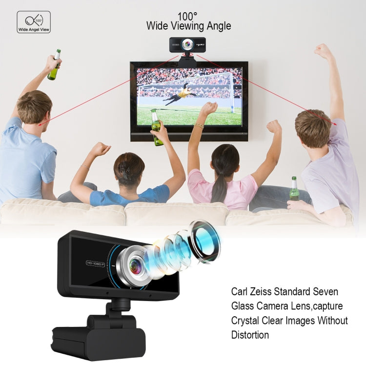 كاميرا ويب HXSJ S4 بدقة 1080P قابلة للتعديل بزاوية 180 درجة مع تركيز يدوي وميكروفون للكمبيوتر الشخصي