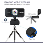 كاميرا ويب HXSJ S4 بدقة 1080P قابلة للتعديل بزاوية 180 درجة مع تركيز يدوي وميكروفون للكمبيوتر الشخصي