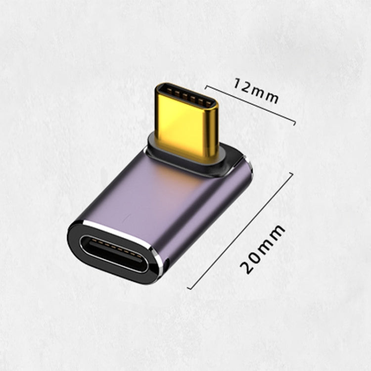 محول زاوية عمودية USB-C/Type-C أنثى إلى USB-C/Type-C ذكر 240 واط بسرعة 40 جيجابت في الثانية مع إضاءة، محول زاوية عمودية