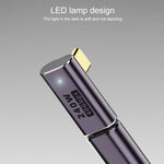 محول زاوية عمودية USB-C/Type-C أنثى إلى USB-C/Type-C ذكر 240 واط بسرعة 40 جيجابت في الثانية مع إضاءة، محول زاوية عمودية