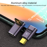 محول USB-C/Type-C أنثى إلى USB-C/Type-C ذكر 240 واط بسرعة 40 جيجابت في الثانية مع ضوء، محول انحناء متوسط