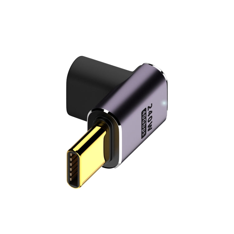 محول USB-C/Type-C أنثى إلى USB-C/Type-C ذكر 240 واط بسرعة 40 جيجابت في الثانية مع ضوء، محول انحناء لأعلى ولأسفل