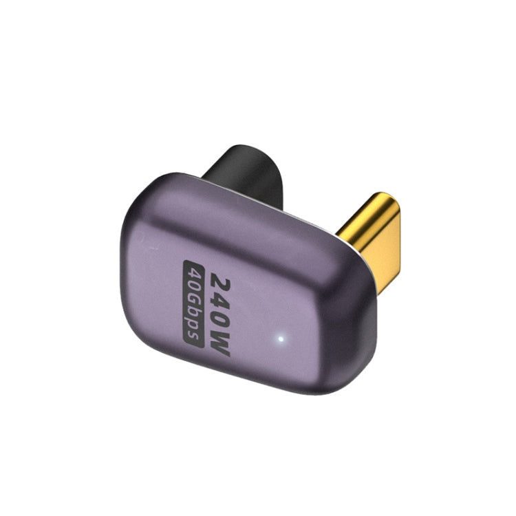 محول USB-C/Type-C أنثى إلى USB-C/Type-C ذكر 240 واط بسرعة 40 جيجابت في الثانية مع ضوء، محول على شكل U