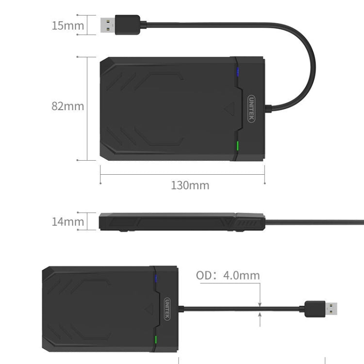 حاوية قرص صلب SATA 2.5 بوصة بمنفذ USB 3.0 من UNITEK، الطول: 30 سم