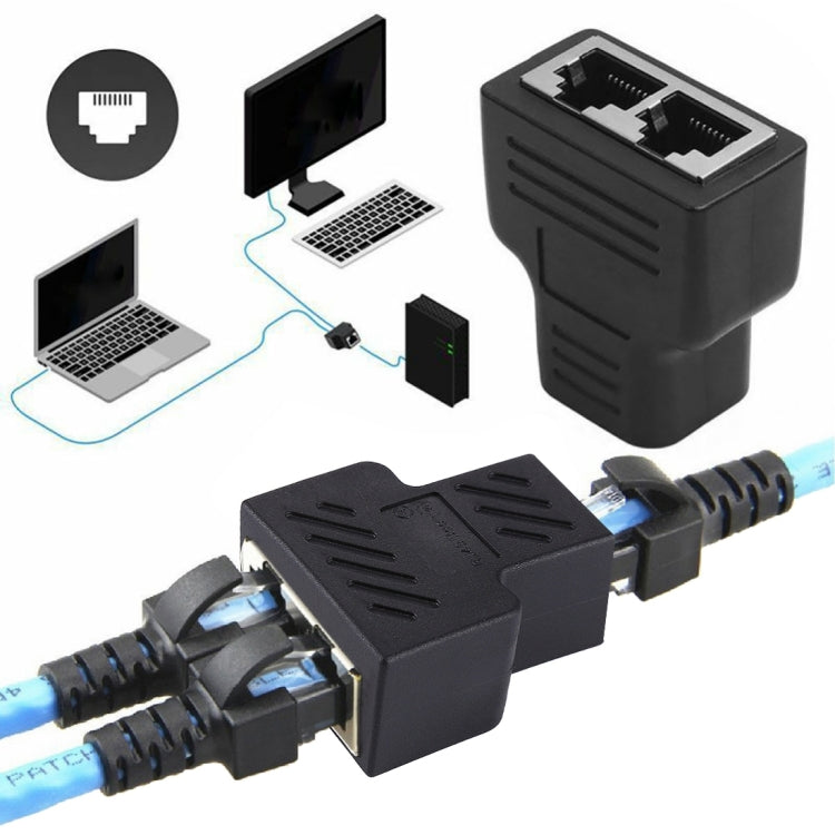موصل شبكة كريستال مستقيم من أنثى إلى أنثى بثلاث رؤوس RJ45 لتوسيع الواجهة، جهاز تمديد بثلاثة منافذ