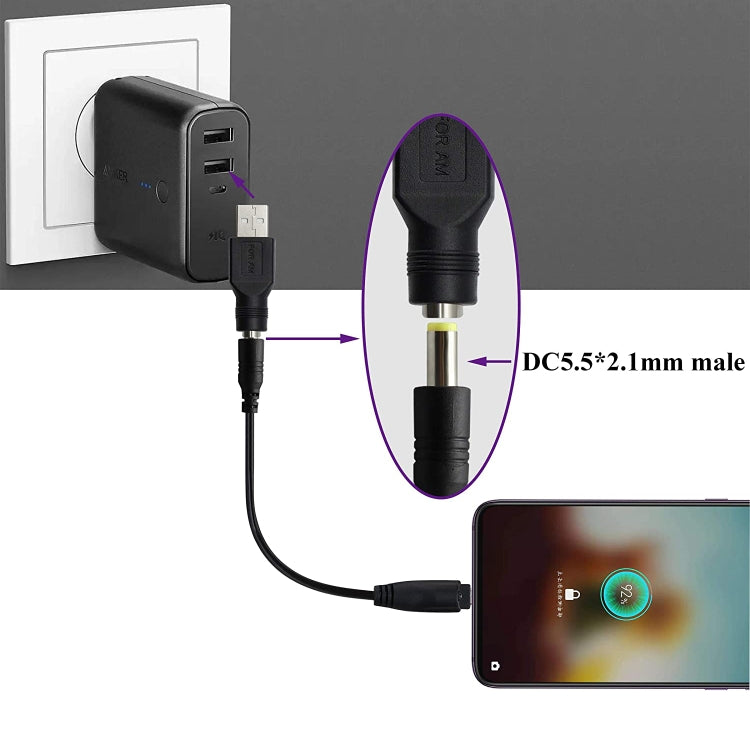 محول موصل USB ذكر إلى قابس أنثى 5.5 × 2.1 ملم، USB ذكر إلى 5.5 × 2.1 ملم