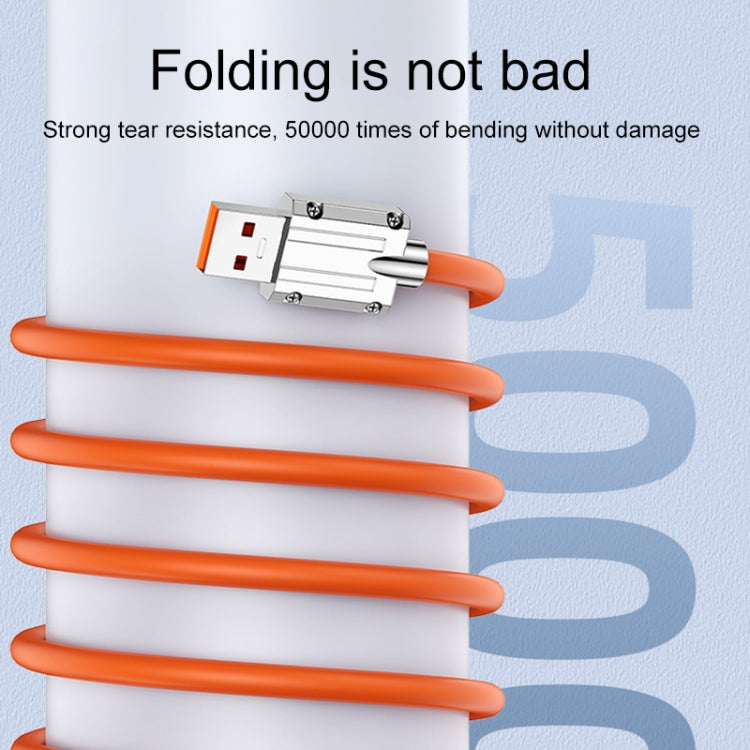 Mech Series كابل بيانات شحن سريع سيليكون USB إلى 8 Pin معدني 6A 120W، الطول: 1.2 متر، 1.2 متر 8 Pin