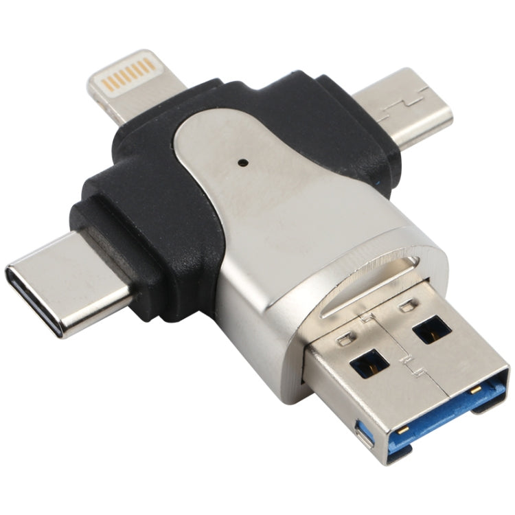 قارئ بطاقات 4 في 1 8 دبابيس + USB-C / Type-C + Micro USB + USB 3.0 ذكر