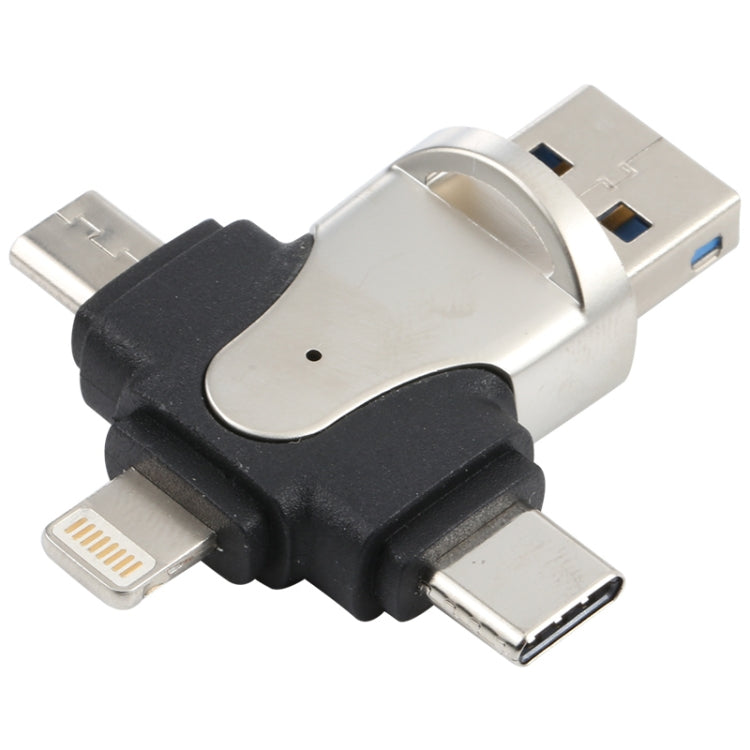 قارئ بطاقات 4 في 1 8 دبابيس + USB-C / Type-C + Micro USB + USB 3.0 ذكر
