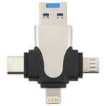 قارئ بطاقات 4 في 1 8 دبابيس + USB-C / Type-C + Micro USB + USB 3.0 ذكر