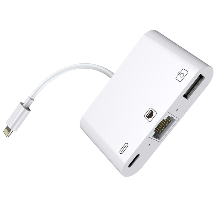 كابل محول فيديو رقمي NK-107 3 في 1 منافذ أنثى إيثرنت + USB + شحن 8 دبابيس إلى ذكر 8 دبابيس OTG